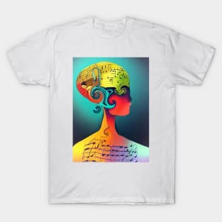 Music Notes On My Mind Surrealism Rectangle Design T-Shirt